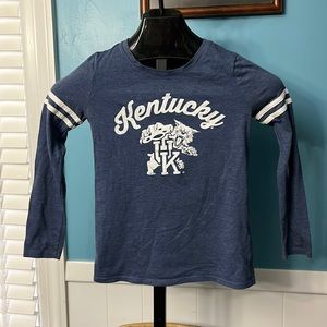University of Kentucky long sleeve tshirt, blue/denim, white, Wild Cat